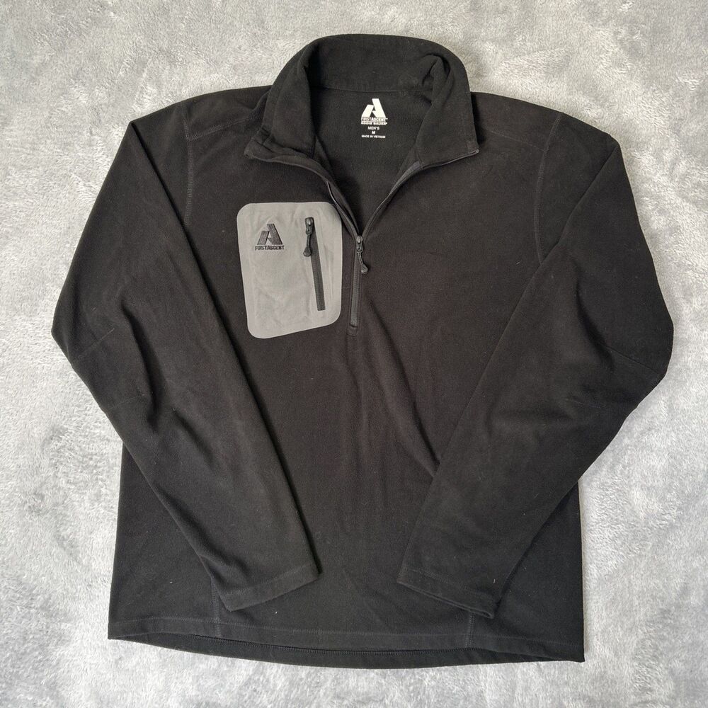 Eddie Bauer Fleece Jacket Men's Medium First Ascent Full Zip Collared Black Coat